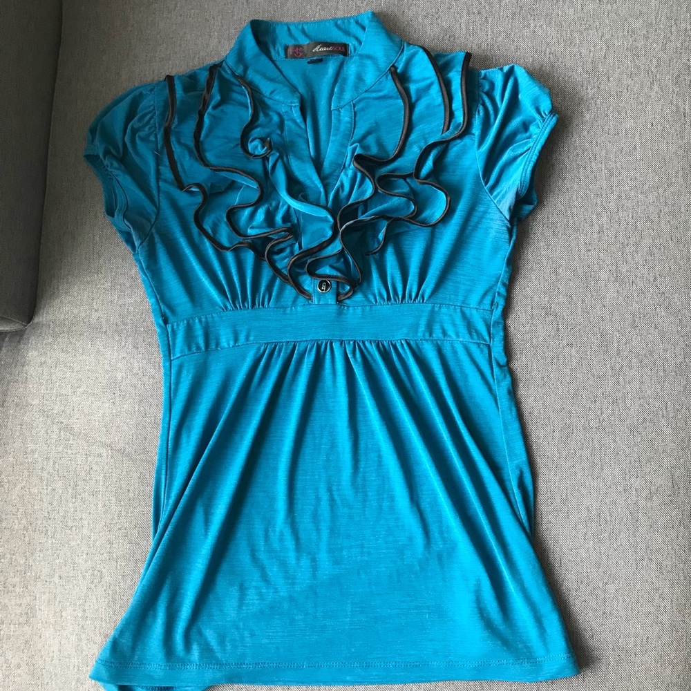 Blue Ruffle Blouse